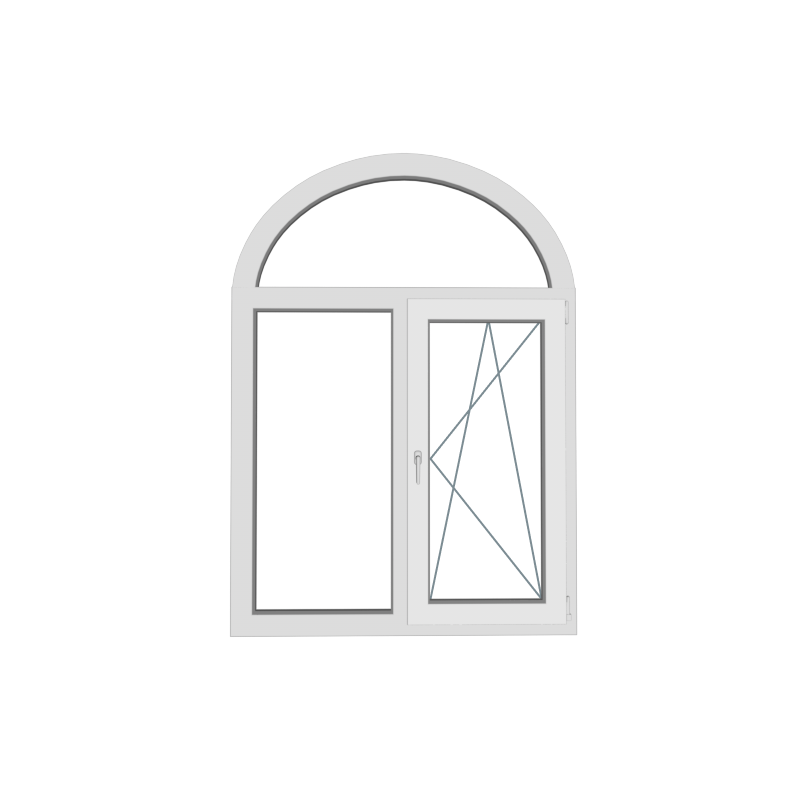 Арочное пластиковое окно №12, 1100X800